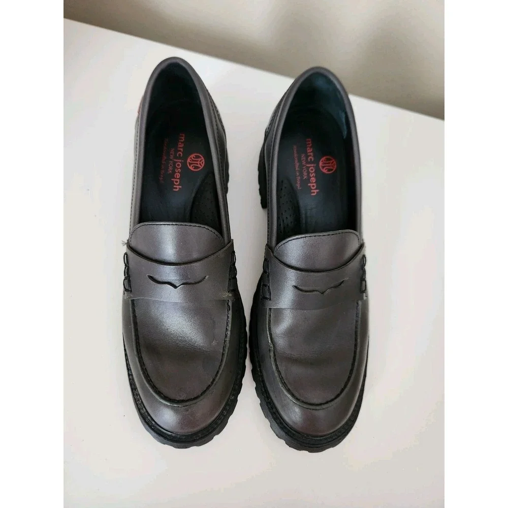 Marc Joseph New York Camden Street Women's Penny Loafers chunky block heel Sz 8